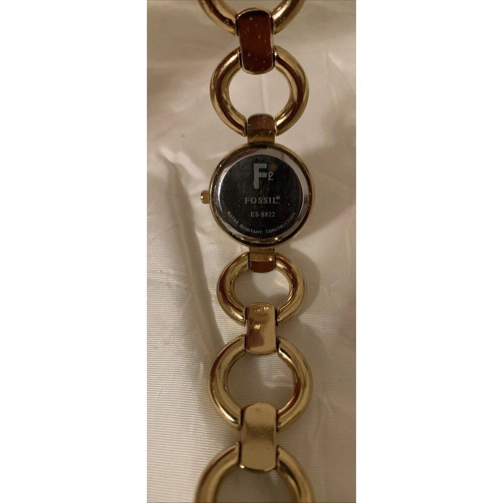 Fossil F2 Bracelet Watch Gold Silver Tone Circles ES-8822 Round Dial New Battery - Picture 4 of 7